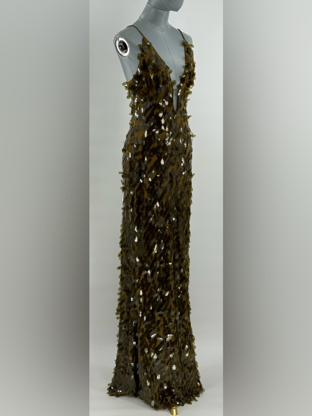 🆕 MISHA COLLECTION 🧿 NWOT Sapphire Sequins Maxi Dress, Olive - Sz L US 8 - Picture 4 of 16